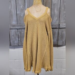 Women's Mustard Yellow Oversized‎ Off-shoulder Sweater From Wishlist Size M/L